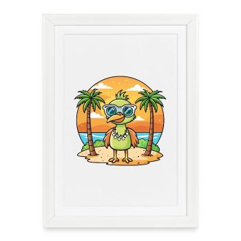 Emu Funny Cartoon Lunettes de soleil de plage d’été - Affiche encadrée (27 × 37 cm) - blanc - Devant