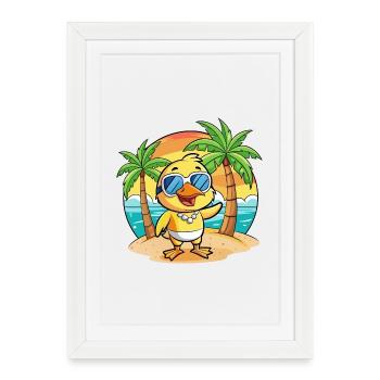 Duck Funny Cartoon Summer Beach Sunglasses - Framed poster (27 × 37 cm) - white - Front