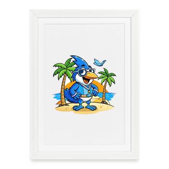 Blue Jay Funny Cartoon Summer Beach Sunglasses - Framed poster (27 × 37 cm) - white - Front