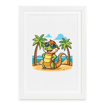 Anaconda Funny Cartoon Summer Beach Sunglasses - Framed poster (27 × 37 cm) - white - Front