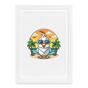 Albatross Funny Cartoon Summer Beach Sunglasses - Framed poster (27 × 37 cm) - white - Front