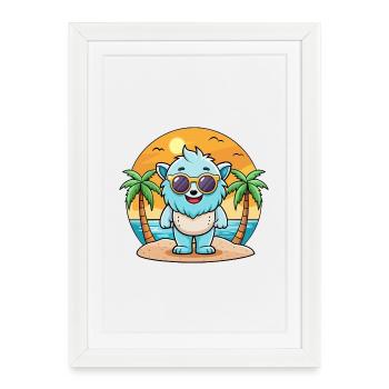 Yeti Funny Cartoon Summer Beach Sunglasses - Framed poster (27 × 37 cm) - white - Front