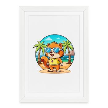 Squirrel Funny Cartoon Summer Beach Sunglasses - Framed poster (27 × 37 cm) - white - Front