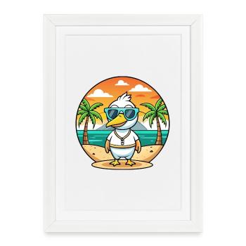 Goose Funny Cartoon Summer Beach Sunglasses - Framed poster (27 × 37 cm) - white - Front