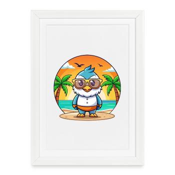 Lunettes de soleil Falcon Funny Cartoon Summer Beach - Affiche encadrée (27 × 37 cm) - blanc - Devant