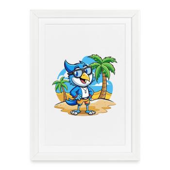 Blue Jay Funny Cartoon Summer Beach Sunglasses - Framed poster (27 × 37 cm) - white - Front