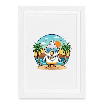 Albatross Funny Cartoon Lunettes de soleil de plage d’été - Affiche encadrée (27 × 37 cm) - blanc - Devant