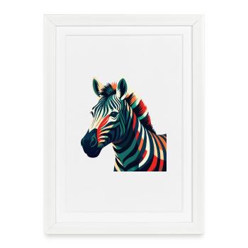 Zebra Cartoon Character Colorful Pet Animal - Framed poster (27 × 37 cm) - white - Front
