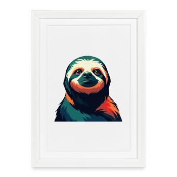 Sloth Cartoon Character Colorful Pet Animal - Framed poster (27 × 37 cm) - white - Front