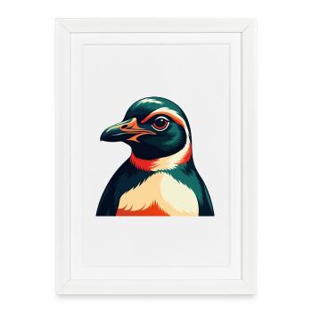 Penguin Cartoon Character Colorful Pet Animal - Framed poster (27 × 37 cm) - white - Front