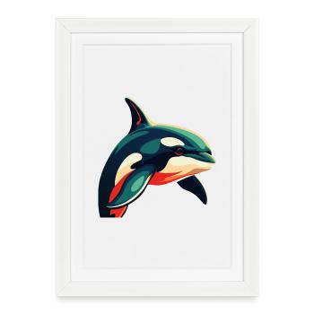 Orca Cartoon Character Colorful Pet Animal - Framed poster (27 × 37 cm) - white - Front