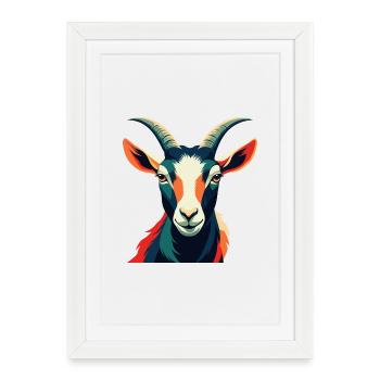 Chèvre Dessin Animé Personnage Animal Coloré Animal De Compagnie - Affiche encadrée (27 × 37 cm) - blanc - Devant