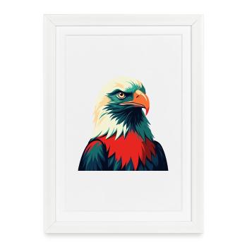 Eagle Cartoon Character Colorful Pet Animal - Framed poster (27 × 37 cm) - white - Front