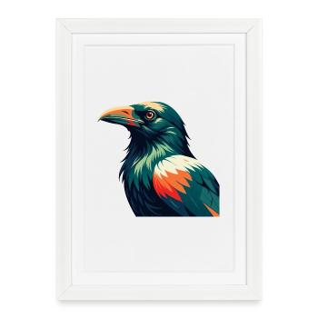 Crow Cartoon Character Colorful Pet Animal - Framed poster (27 × 37 cm) - white - Front