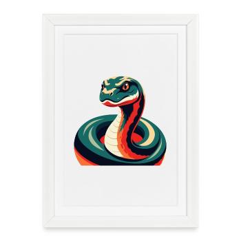 Anaconda Cartoon Character Colorful Pet Animal - Framed poster (27 × 37 cm) - white - Front