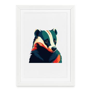 Badger Cartoon Character Colorful Pet Animal - Framed poster (27 × 37 cm) - white - Front