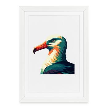 Albatross Personnage De Dessin Animé Animal De Compagnie Coloré - Affiche encadrée (27 × 37 cm) - blanc - Devant