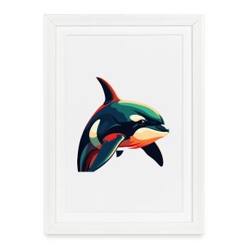 Orca Cartoon Character Colorful Pet Animal - Framed poster (27 × 37 cm) - white - Front