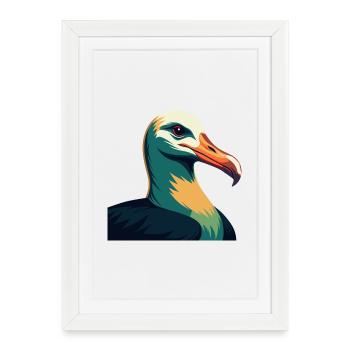 Albatross Personnage De Dessin Animé Animal De Compagnie Coloré - Affiche encadrée (27 × 37 cm) - blanc - Devant