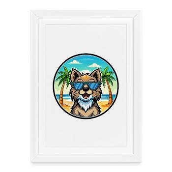 Suédois Lapon Race Chien Dessin Animé Lunettes De Soleil Plage - Affiche encadrée (27 × 37 cm) - blanc - Devant