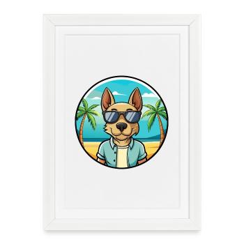 Thai Ridgeback Dog Breed Cartoon Sunglasses Beach - Framed poster (27 × 37 cm) - white - Front