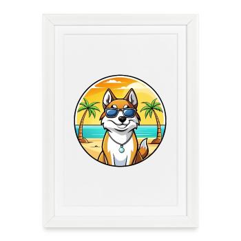 Lunettes de soleil de dessin animé Laika Dog Breed de Sibérie occidentale - Affiche encadrée (27 × 37 cm) - blanc - Devant