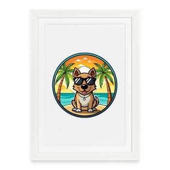 Tornjak Dog Breed Cartoon Sunglasses Beach - Framed poster (27 × 37 cm) - white - Front