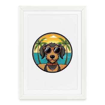 Lunettes de soleil de dessin animé de race de chien teckel à poil dur - Affiche encadrée (27 × 37 cm) - blanc - Devant