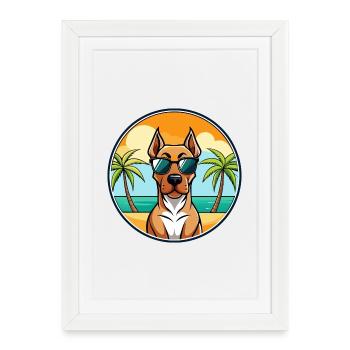 Rhodesian Ridgeback Dog Breed Cartoon Sunglasses - Framed poster (27 × 37 cm) - white - Front