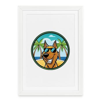 Chien courant yougoslave race de chien dessin animé lunettes de soleil plage - Affiche encadrée (27 × 37 cm) - blanc - Devant