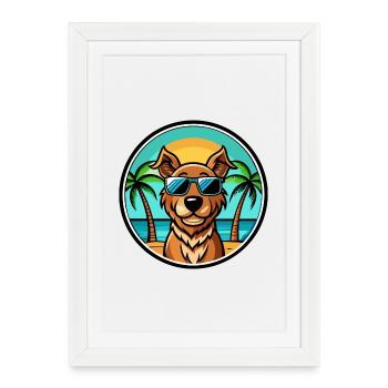 Pudelpointer Chien Race Dessin Animé Lunettes De Soleil Plage - Affiche encadrée (27 × 37 cm) - blanc - Devant