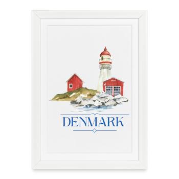 Denmark lighthouse tiny house by the sea - Framed poster (27 × 37 cm) - white - Front