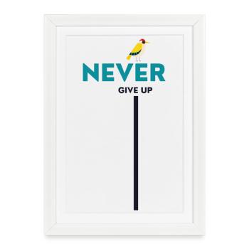 never give up bird - Gerahmtes Poster (27 × 37 cm) - Weiß - Vorne