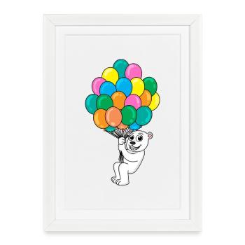 Ballon ours polaire - Affiche encadrée (27 × 37 cm) - blanc - Devant