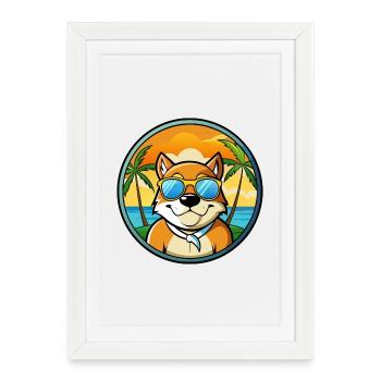Lunettes de soleil de chasse de race de chien de garde de Moscou plage - Affiche encadrée (27 × 37 cm) - blanc - Devant