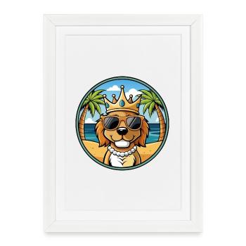 King Charles Dog Breed Cartoon Sunglasses Beach - Framed poster (27 × 37 cm) - white - Front
