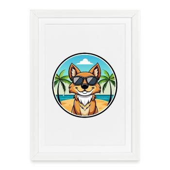 Karakachan Dog Breed Cartoon Sunglasses Beach - Framed poster (27 × 37 cm) - white - Front
