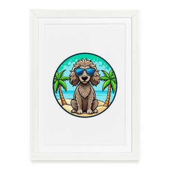 Lunettes de soleil de dessin animé de race de chien d’épagneul d’eau irlandais - Affiche encadrée (27 × 37 cm) - blanc - Devant