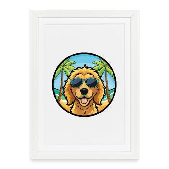 Goldendoodle Dog Breed Cartoon Sunglasses Beach - Framed poster (27 × 37 cm) - white - Front
