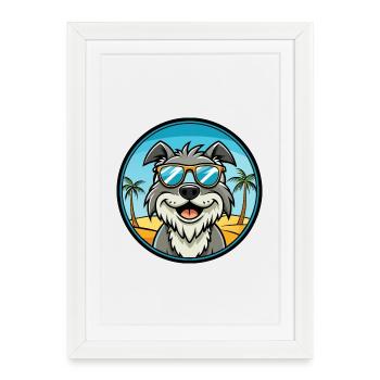 Harrier Chien Race Dessin Animé Lunettes de Soleil Plage - Affiche encadrée (27 × 37 cm) - blanc - Devant