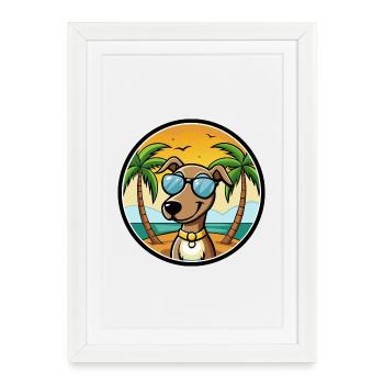 Hanover Hound Dog Breed Cartoon Sunglasses Beach - Framed poster (27 × 37 cm) - white - Front