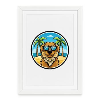 Frisian Water Dog Breed Cartoon Sunglasses Beach - Framed poster (27 × 37 cm) - white - Front