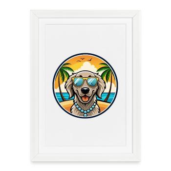 Flat Coated Retriever Dog Breed Cartoon Sunglasses - Framed poster (27 × 37 cm) - white - Front