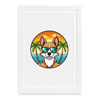 Lunettes de soleil de dessin animé de race de chien Fox Terrier du Chili - Affiche encadrée (27 × 37 cm) - blanc - Devant