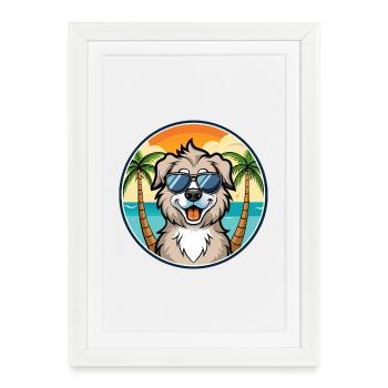 Caucasian Shepherd Dog Breed Cartoon Sunglasses - Framed poster (27 × 37 cm) - white - Front