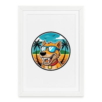 Bruno Jura Hound Dog Breed Cartoon Sunglass Beach - Framed poster (27 × 37 cm) - white - Front