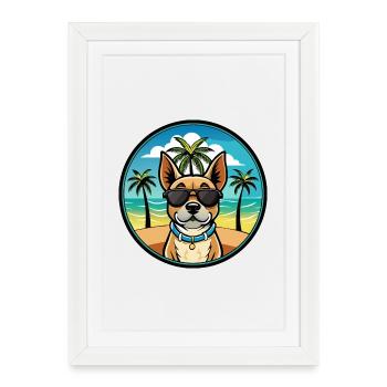Lunettes de soleil Braque Du Bourbonnais Dog Breed Cartoon - Affiche encadrée (27 × 37 cm) - blanc - Devant