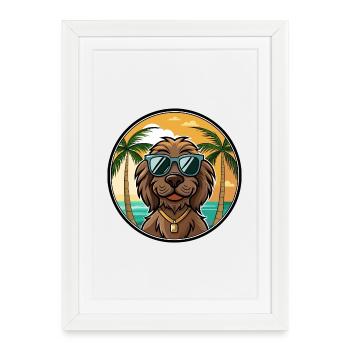 Boykin Spaniel Chien Race Dessin Animé Lunettes De Soleil Plage - Affiche encadrée (27 × 37 cm) - blanc - Devant