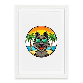 Lunettes de soleil belges Groenendael Dog Breed Cartoon - Affiche encadrée (27 × 37 cm) - blanc - Devant