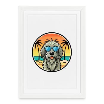Lunettes de soleil Bergamasco Shepherd Dog Breed Cartoon - Affiche encadrée (27 × 37 cm) - blanc - Devant